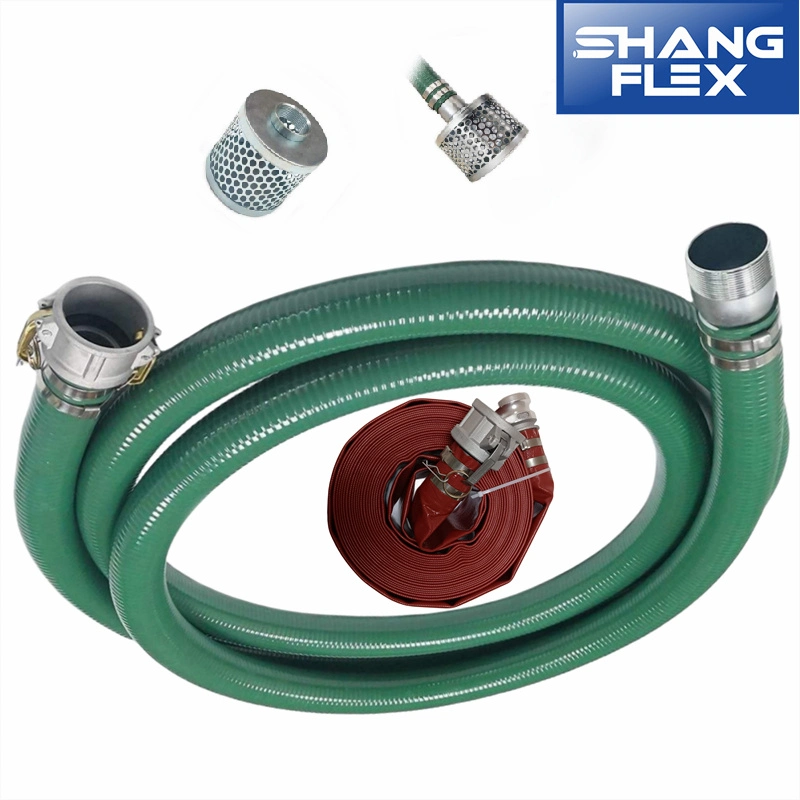 ID 2inch Heavy Duty Green PVC Suction Water Hose with Aluminum Male Type "E" +Female Type "C" Camlock Coupling