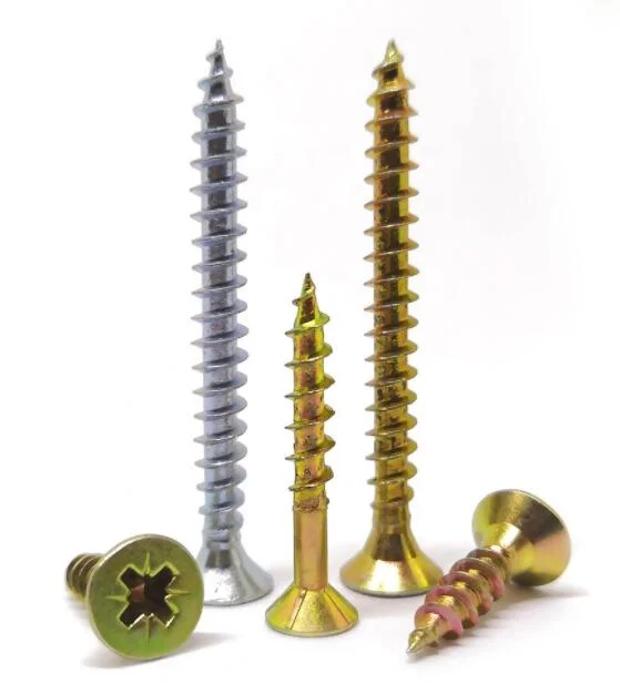 Yellow/White Zinc Plated Chipboard Screw with Countersink Head Single Head Fastener