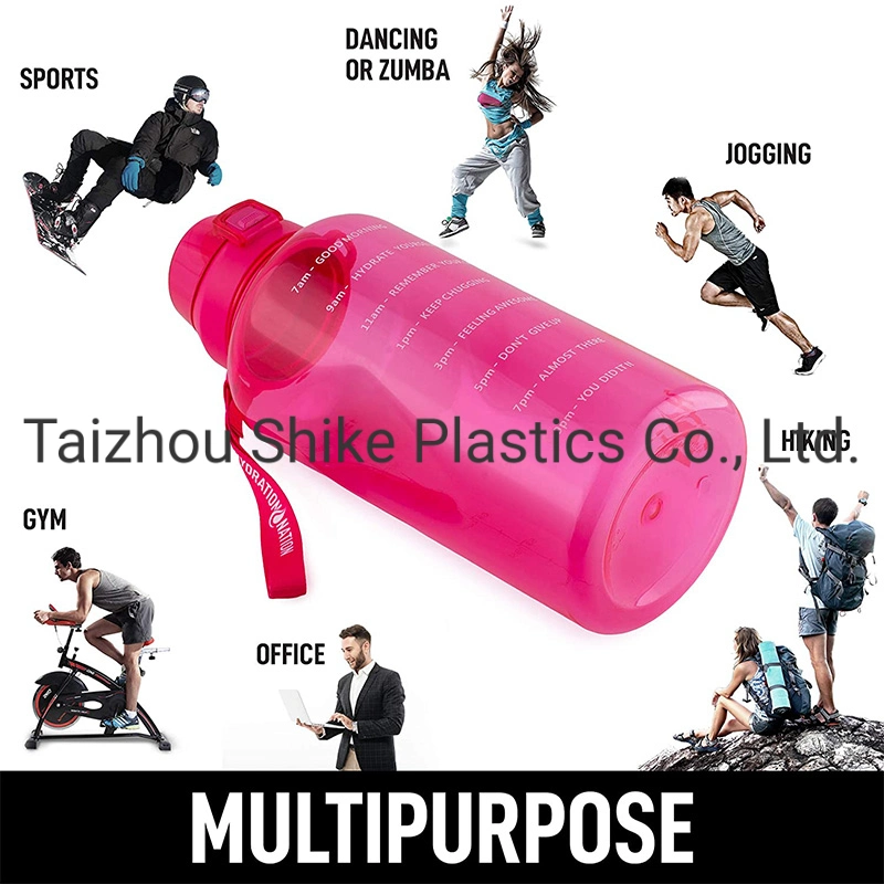 قنينة ماء غالون بالبلاستيك Tritan Plastic Sports Motivational Gallon سعة 128 أونصة سائلة خالية من مادة الBPA مع غطاء فتحة الفم العريض