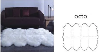 Genuine Sheepskin/Lambskin Octo Rug Carpet Throw Blankets for Floor Bed Interior Decor