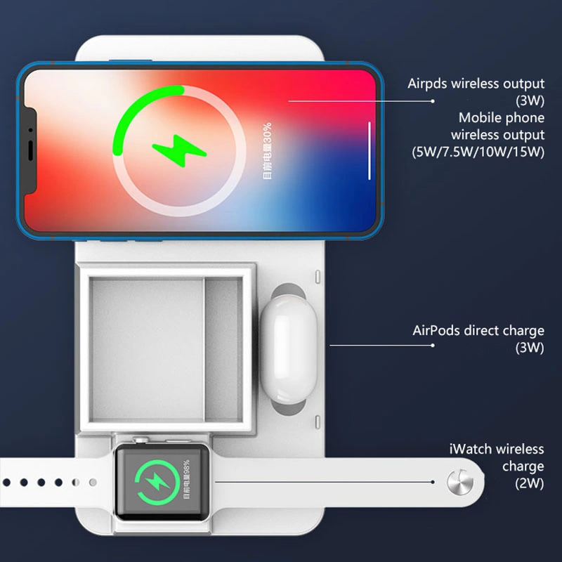 15W Fast Charge 4 in 1 Wireless Charger for Phone Earphone Smartwatch