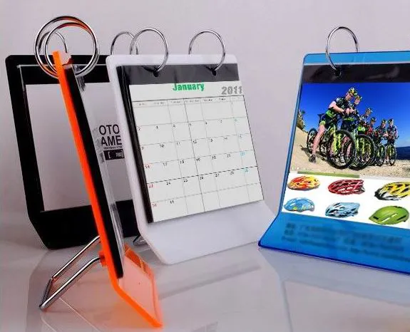 Suporte de cartão em T acrílico transparente com bolsos para Calendário