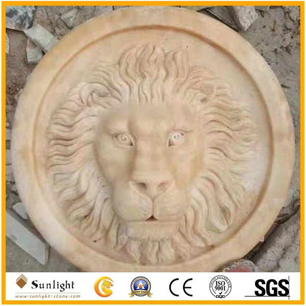 Estátua de mármore e pedra Escultura Animal, mármore rosa Lion esculpir com máquinas CNC