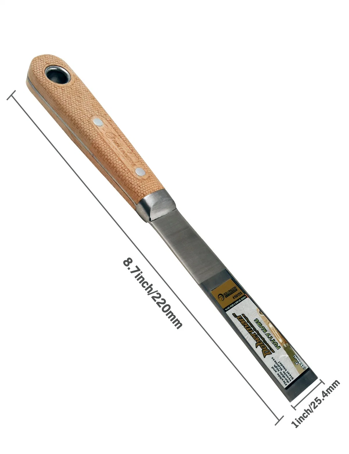 Rollingdog-Elite Doberman 50155 420 Stainless Steel 1" Putty Knife Laser Engraved Beech Wood Handle