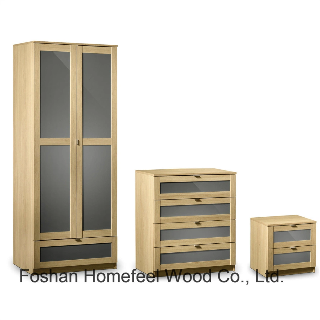 Amazing 3 Piece Wooden Furniture Wardrobe Dresser Bedroom Set (BD07)