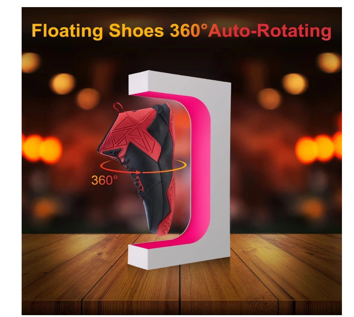 Factory Customize Acrylic Magnetic Levitation Spinning Floating Sneaker Shoe Shoes Display Racks for Advertisement Exhibition Shoe Store
