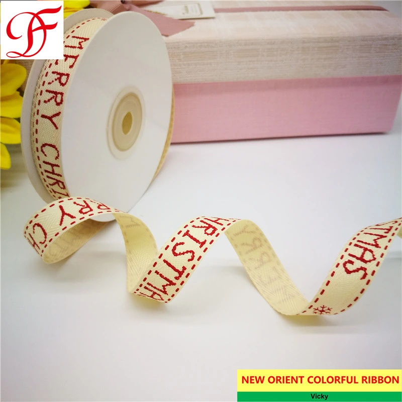 Craft Cotton Hemp Ribbon with Printing Double/Single Face Satin Grosgrain Gingham Sheer Organza Metallic Ribbon Cintas Fita Cetim for Decoration