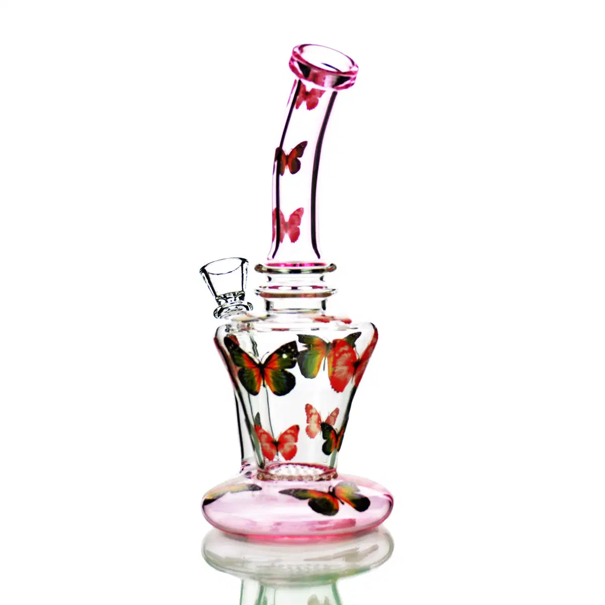 Tubo de agua de 10" con forma de espiral de mariposa base con nido de abeja Y 14mm Cuenco macho Hookah