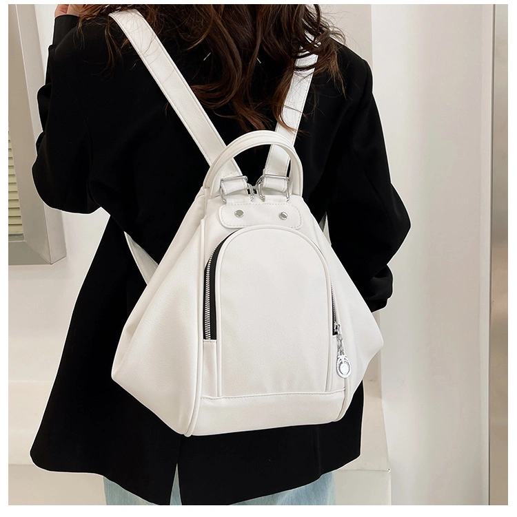 New Leisure Soft Women's Fashion PU Solid Color Ladies Designer Laptop Mini Middle Capacity Travelling Student School Outdoor Shopping Lady Replicas Backpack