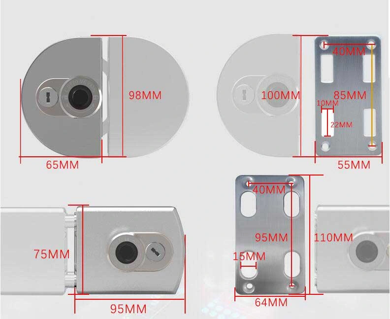 Safe No Drilling Bluetooth Fingerprint Keys Glass Door Smart Lock