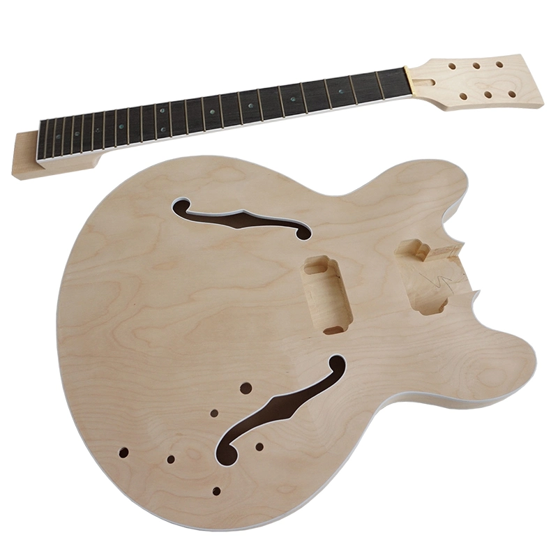 Wholesale/Supplier Price Basswood Body DIY Hollow Body Jazz Electric Guitar Kit