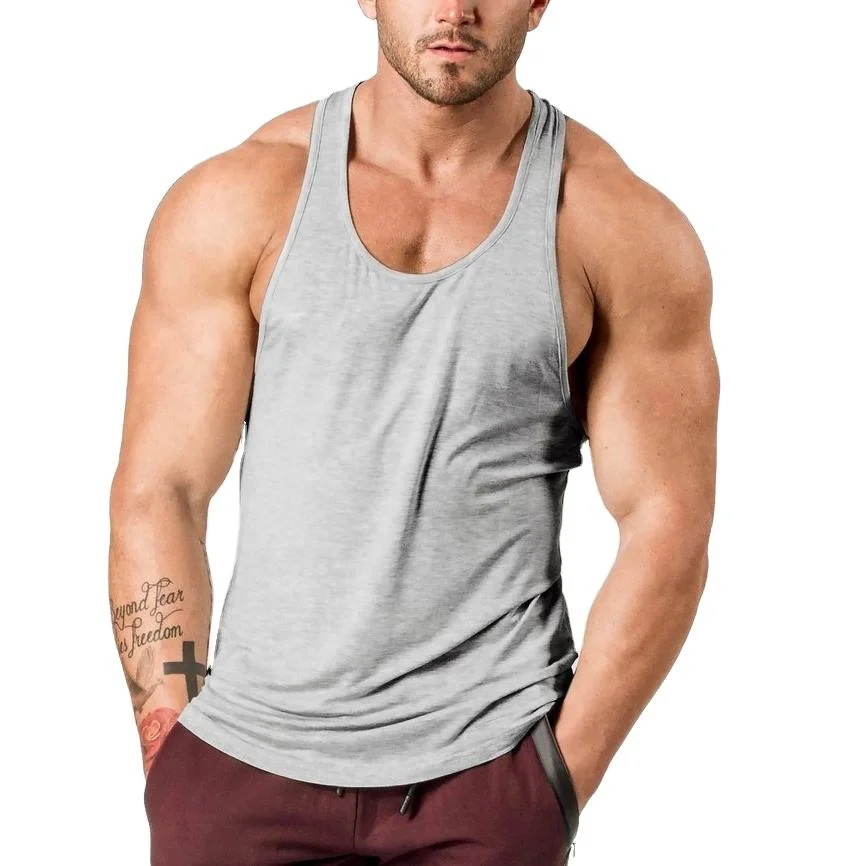 Grossista logótipo personalizado Imprimir Fitness ginásio desportivo Sports Stringer Man Camisola sem mangas Quick Dry Tops 100% algodão para homem