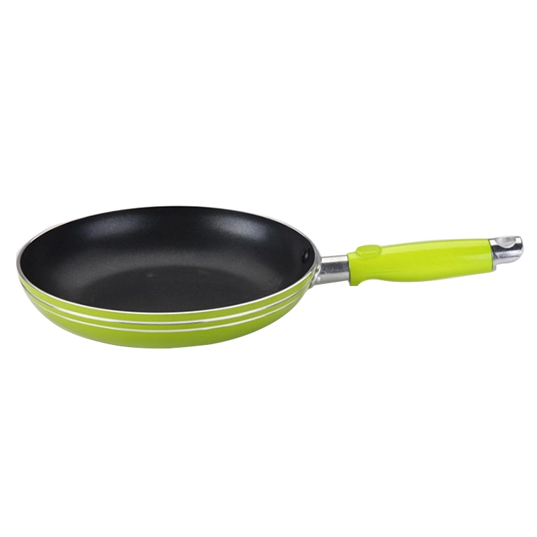 Fábrica de producción Non Stick sartén Fondo plano prensado aluminio Sartén en color verde