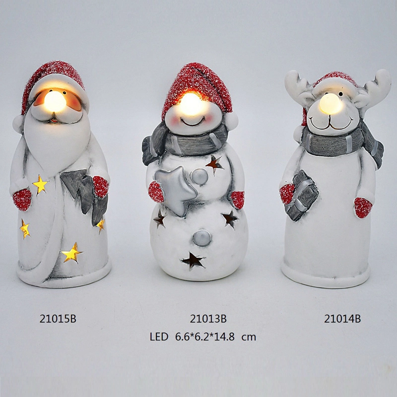 Decrotive Christmas Gift, LED Lighting Face Santa Claus, Ceramic Home Decoration