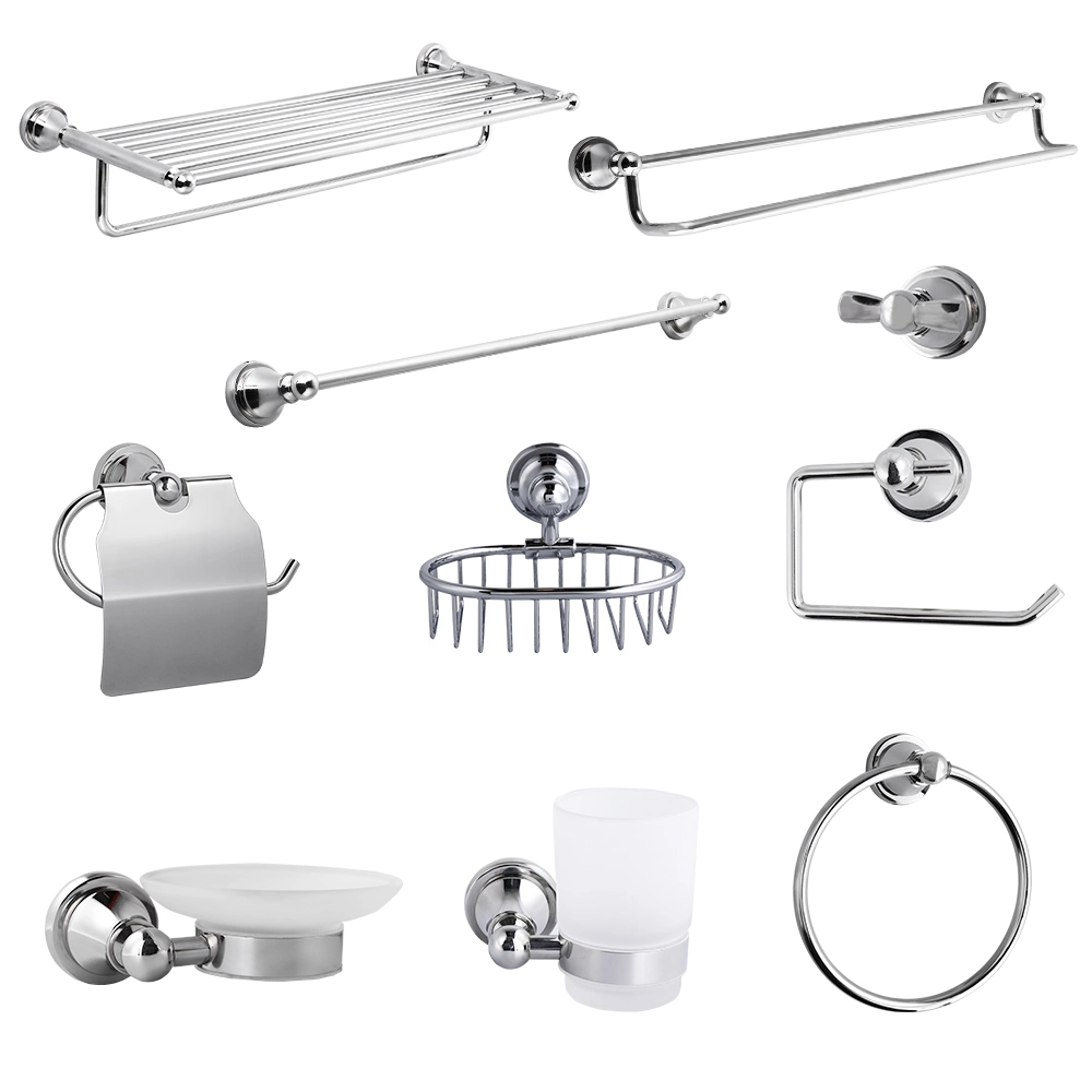 European Style Wall Mounted Stainless Steel Bathroom Accessories Set for Hotel Home Paper Holder Towel Rack Soap Holder