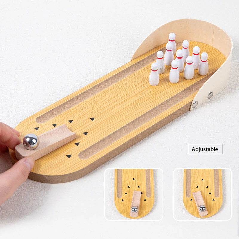 Children's Educational Toys with Mini Wooden Bowling Board Game