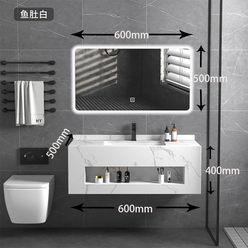 Wall Mounted Bathroom Cabinet Rock Plate Waterproof Bathroom Vanity with LED Mirror