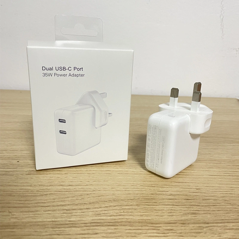 Mobile Phone Fast Charger A2676 UK 3 Pin Plug Dual USB-C Port 35W Power Adapter