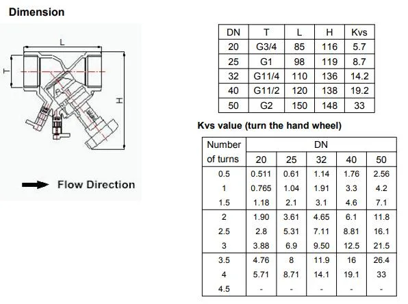 Winvall DN32 Threaded Brass Static Flow Balancing Valve