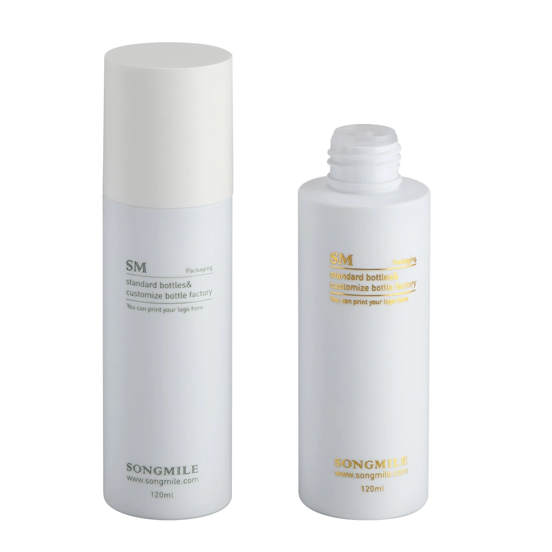 OEM Printing 24mm PP 120ml Toner Bottle White Personal Skin Care Cosmetic Packaging Pet Bottle Sets