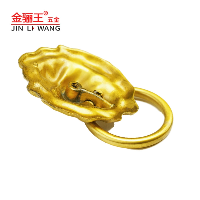 Lion Head Shaped Single Hole Round Ring Brass Cabinet Drawer Door Handle