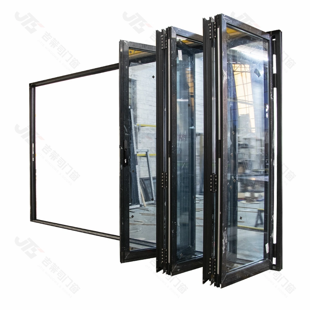 External Hurricane Impact Folding Glass Door Double Glazed Entrance Aluminum Bifold Door