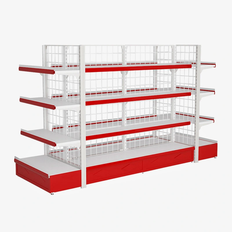 Hypermarket Display Stand Wire Mesh Back Panel Supermarket Shelves Steel Storage Racks