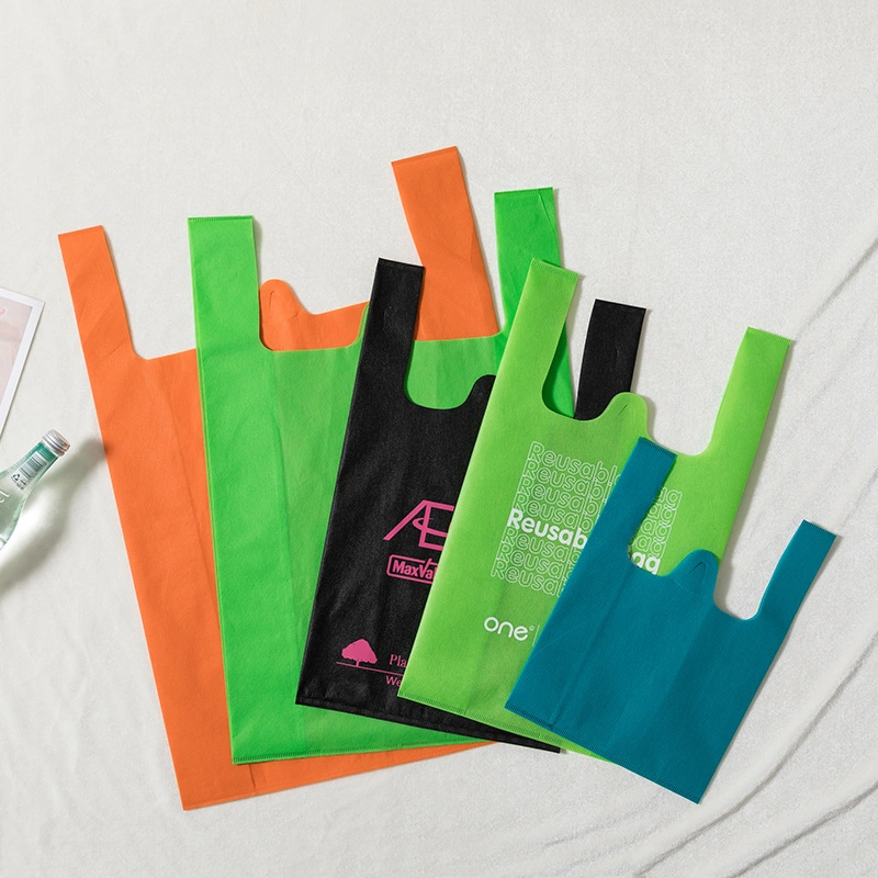 Custom Eco-Friendly Promotional Non-Woven Green Solution Vest Non Woven Carry Bag