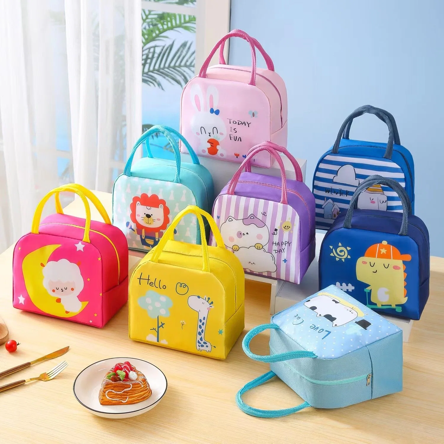 Aohea Insulated Reusable Lunch Bag Kids School Cooler Lunch Bag Lunch Box Food Container Food Warmer Plastic Container Stainless Steel Lunch Box Kawaii Tablewar