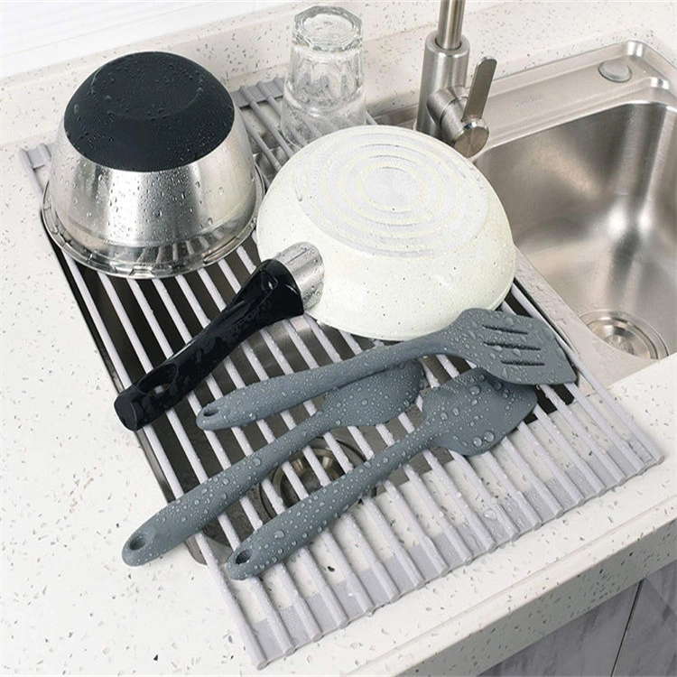 Wholesale/Supplier Kitchen Gadgets Sink Roll up Silicone Folding Draining Rack