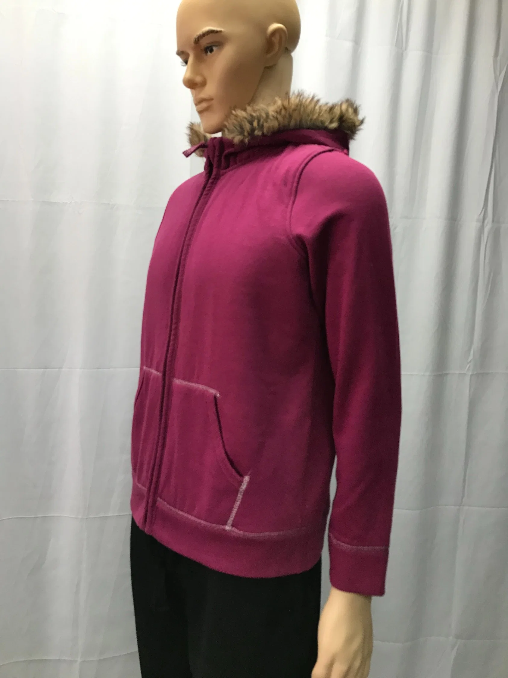 Manteau hiver chaud violet-rouge avec poche Kangroo