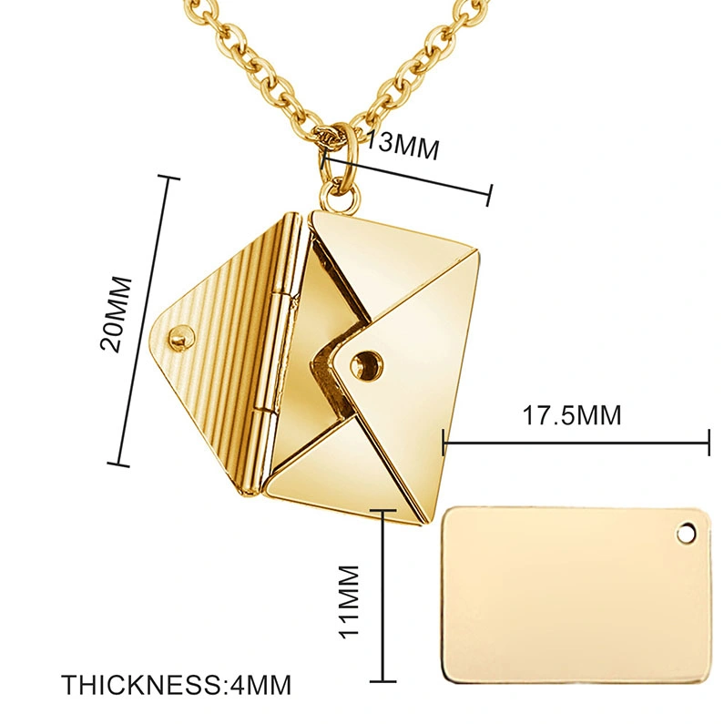 Briefumschlag Form Custom Graviert Foto Text Halskette Mode Bekleidung Zubehör