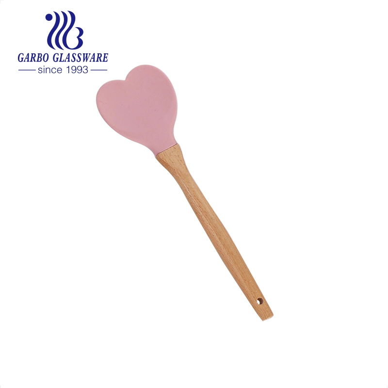 Best Gadget Kitchen Cookware Heart Spoon Silicone Plastic Handle Cooking Utensils Spatula Mixing Slotted Spoon Ladle Cooking Tools