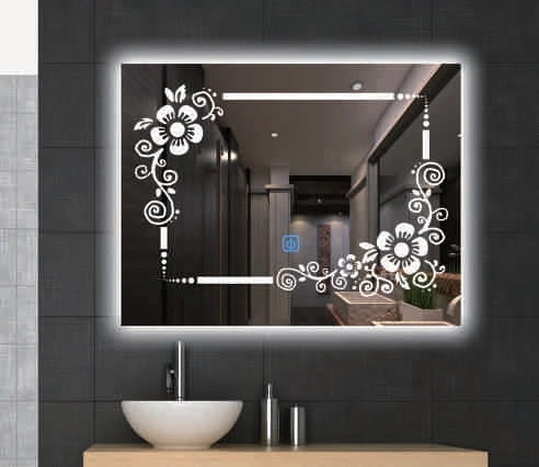 Elegante Vainity Muebles de vidrio espejo de pared de baño LED con luces