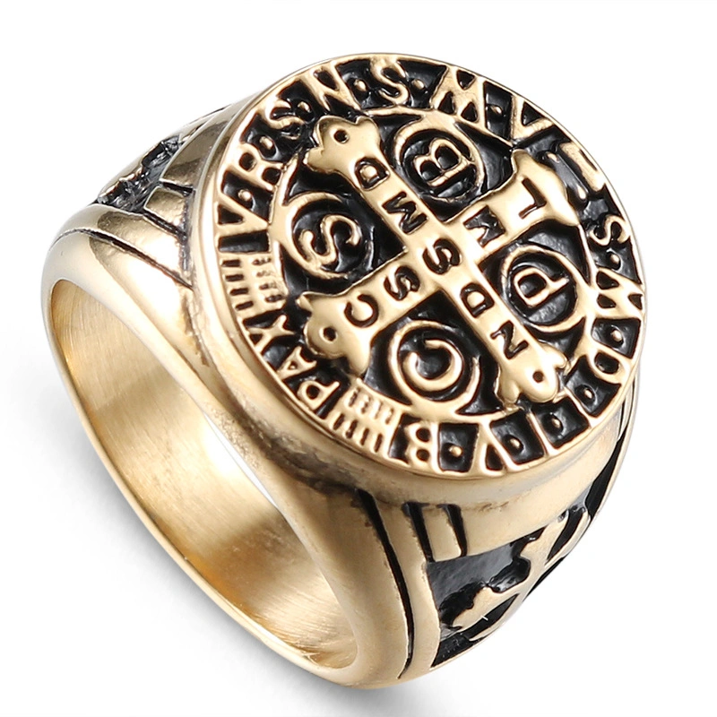 Bague pour homme rétro en acier inoxydable avec croix, bijou punk, vente directe d'usine