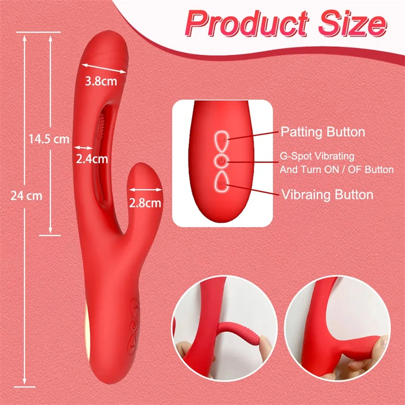 Factory Wholesale/Supplier 3 in 1 Finger Patting G Spot Rabbit Vibrator Sex Toys for Adult Woman Clitoral Stimulator Flap Dildo Vibrator