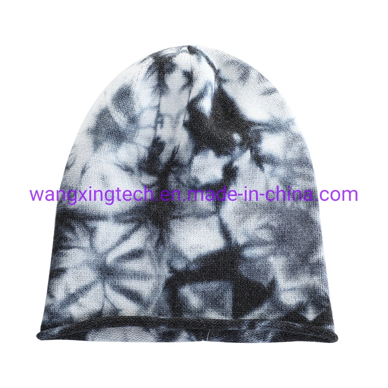 Commerce de gros nouveau Fashion tendance Tie-Dye Hip-Hop tricoté Hat Outdoor Windproof Age-Reducing chaleureuse et décontractée capuchons Beanie Hat adulte