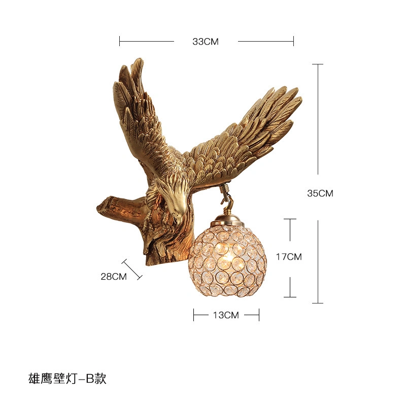 Style nordique Creative Eagle Wall Lamp Livingroom arrière-plan Décoration d'animal