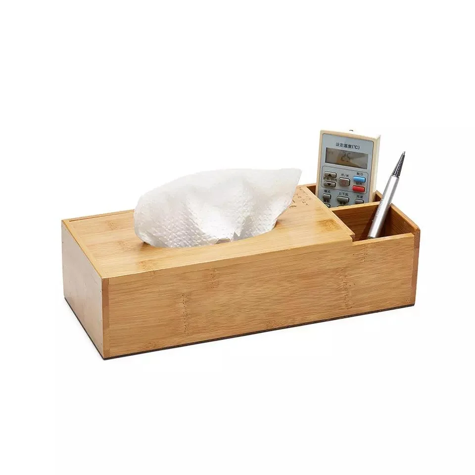 Multifunctional Creative Bamboo Tissue Box Bamboo Wooden Tissue Box for Office and Household