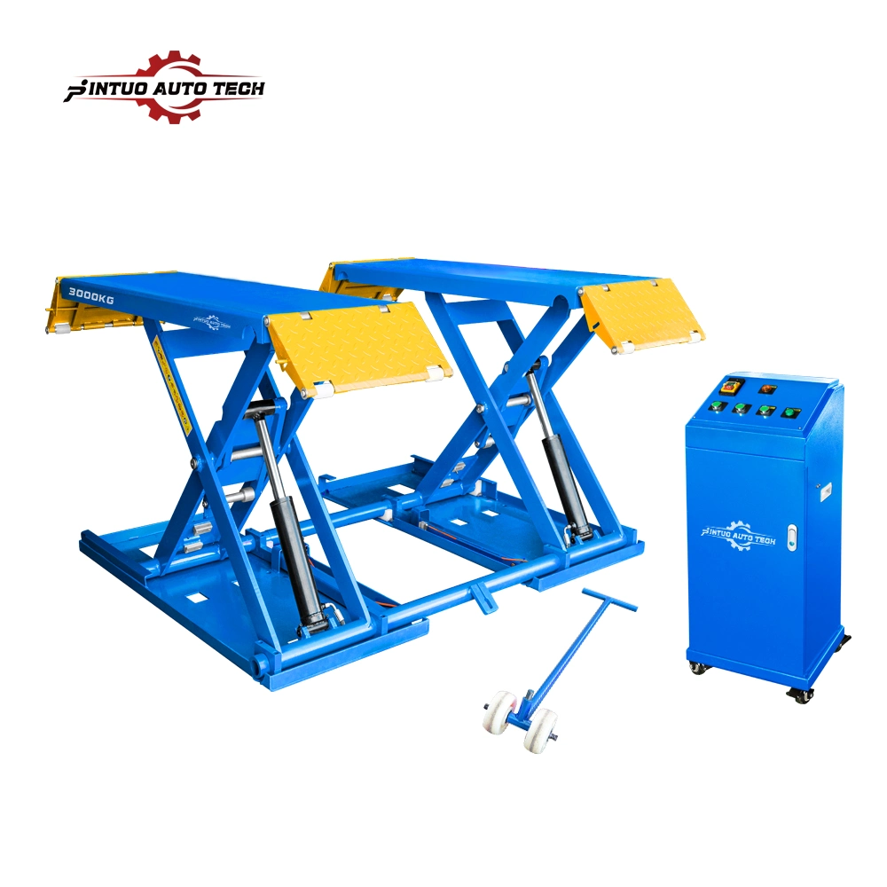 Jintuo Hydraulic Garage Car Hoist Lifting Equipment Auto Lifter How High Profile Scissor Car Lift Machine