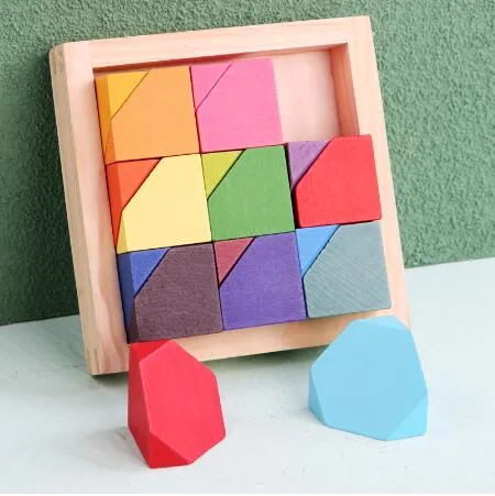 Hot Sale Toys Rainbow Building Blocks Funny Eco-Friendly Montessori Educational Wooden Stacking Bricks for Kids