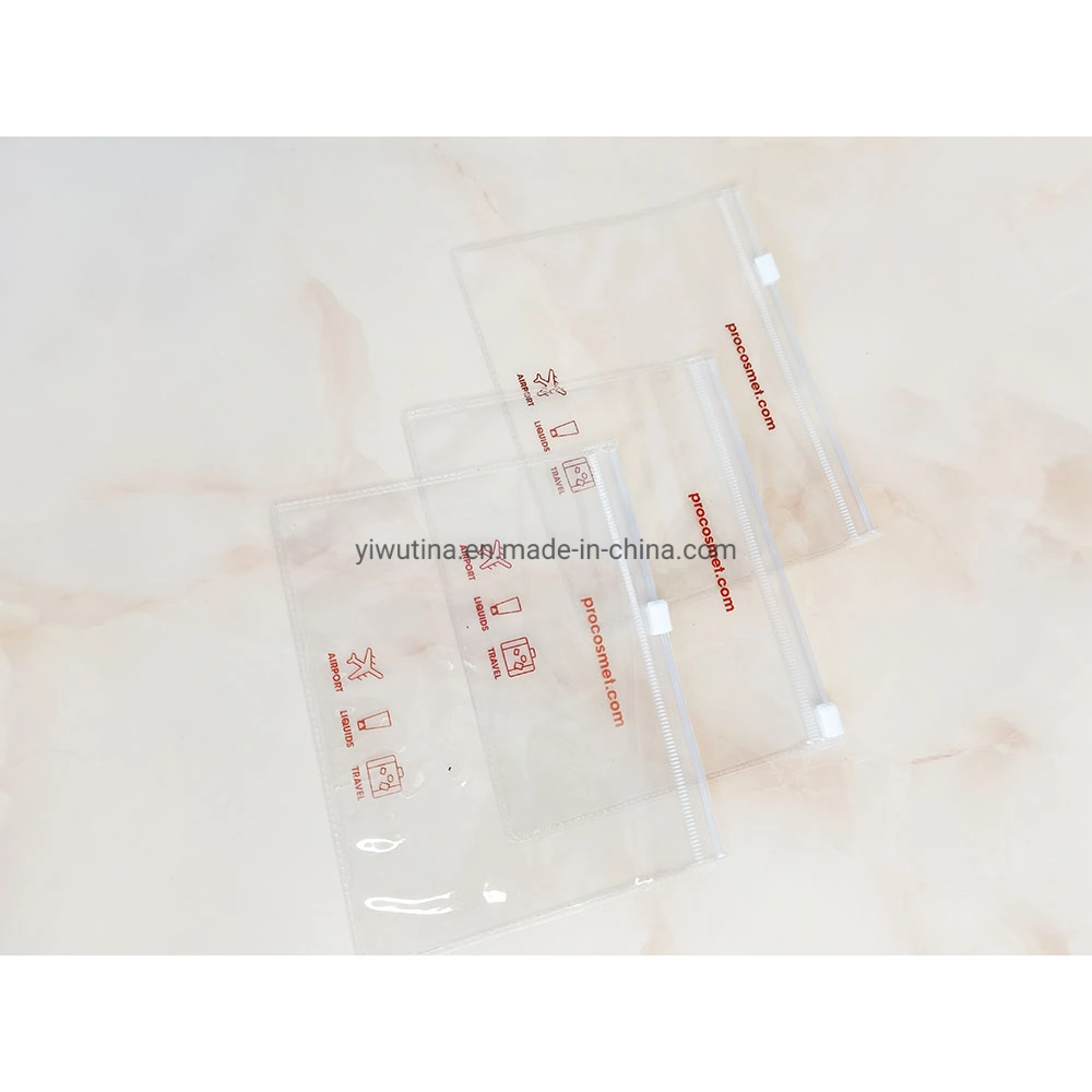 Bijoux en PVC transparent à fermeture éclair de l'emballage de la poignée en plastique cosmétique Sac avec imprimé