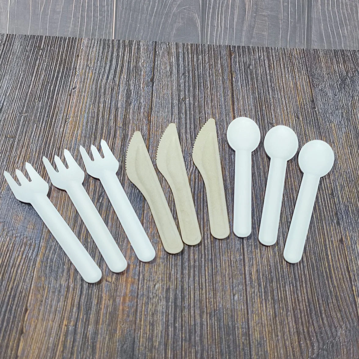 Eco-Friendly Disposable Bagasse Sugarcane Knife Fork Spoon Biodegradable Cutlery Kit