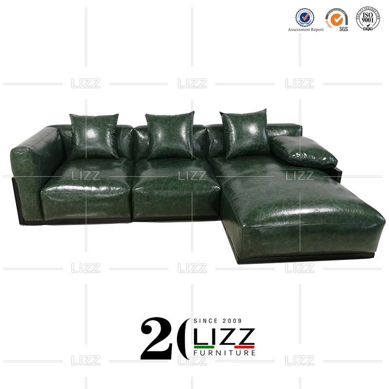 Popular European Home/Hotel Furniture Lounge Leisure Wooden Leather Sofa Set