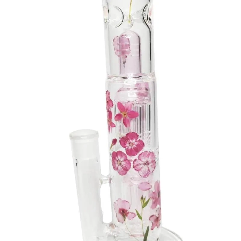 Nuevo diseño único Hookah Big Pink 3D Flores 16 Inche Vidrio ahumado tuberías de agua hielo árbol de la cerveza percolador