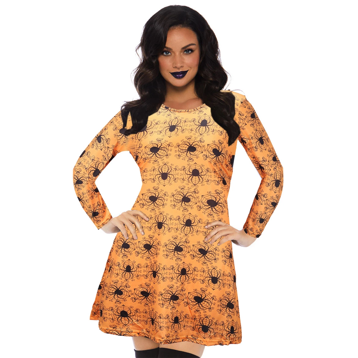 New Fashion Ladies Cosplay Dress The Spider Pattern Printing Dress for Theme Party