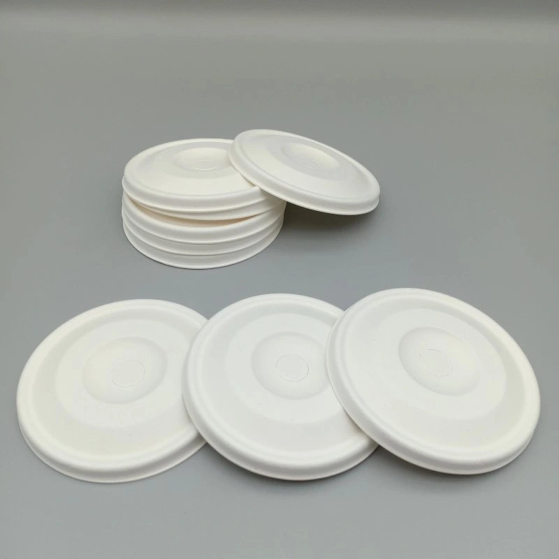 Biodegradable Disposable 90mm Sugarcane Pulp Cold Drink Cup Lid Bagasse Flat Lid