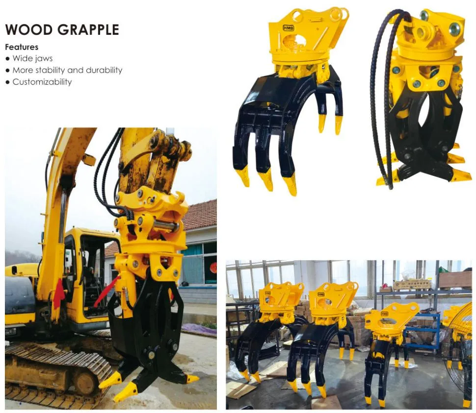 Excavator Attachments 3 Ton Hydraulic Grab Bucket Rock Log Grapple for Sale