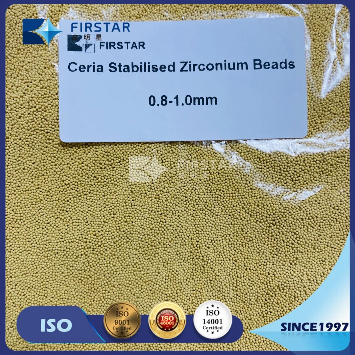 High Grinding Efficiency Yellow Polishing Ceria Zirconia Grinding Beads for Ball Mills