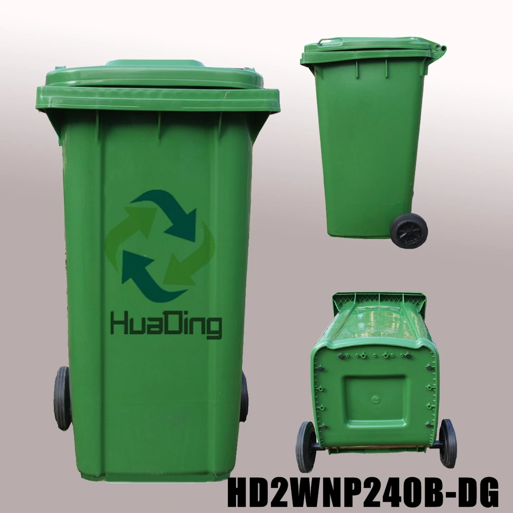 240L Plastic Garbage Bin Rubber Wheel Trash Can for Outdoor HD2wnp240b-Dg